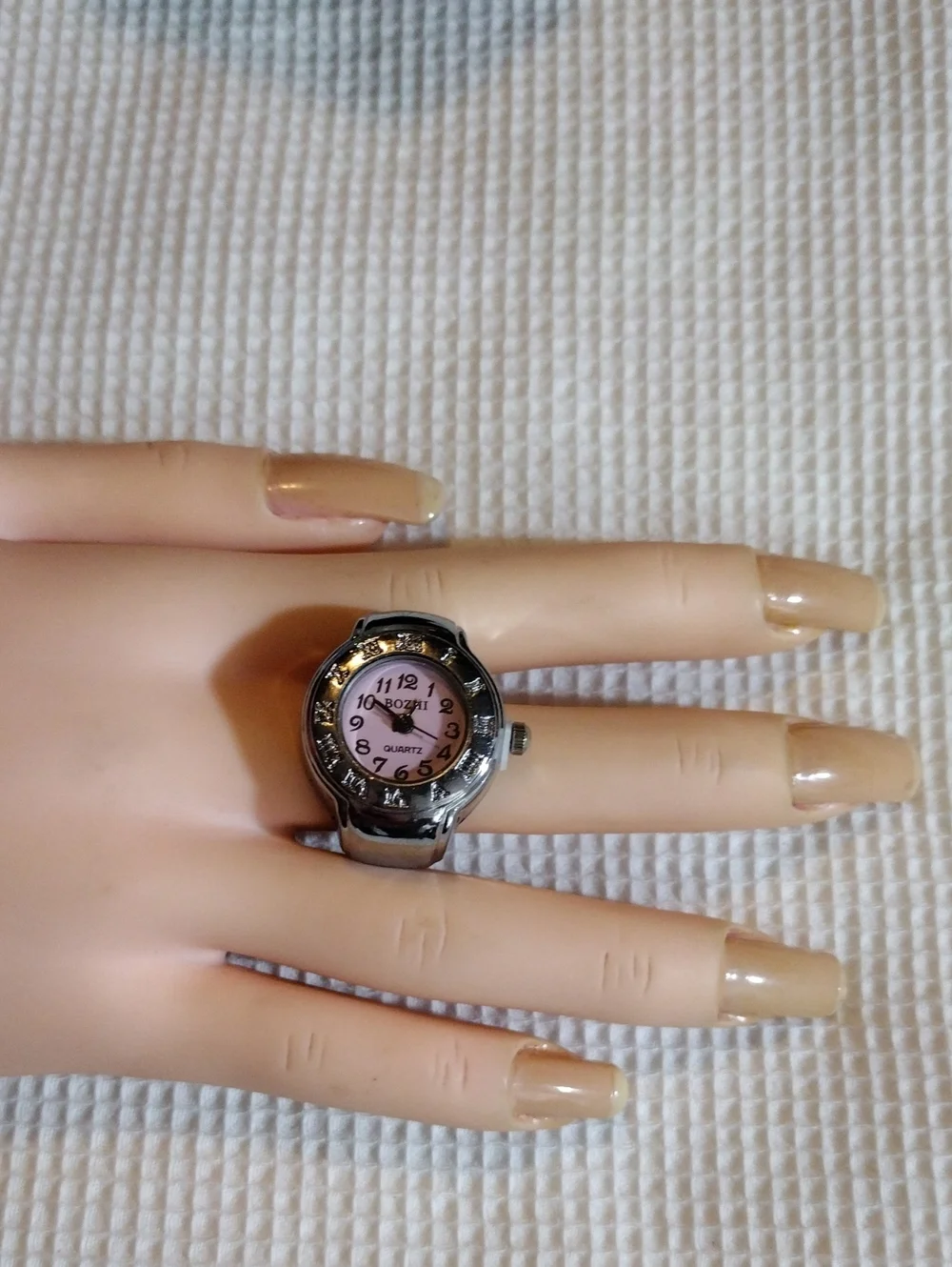 BOZHI,Pink Dial Silver Ring Watch - Quartz